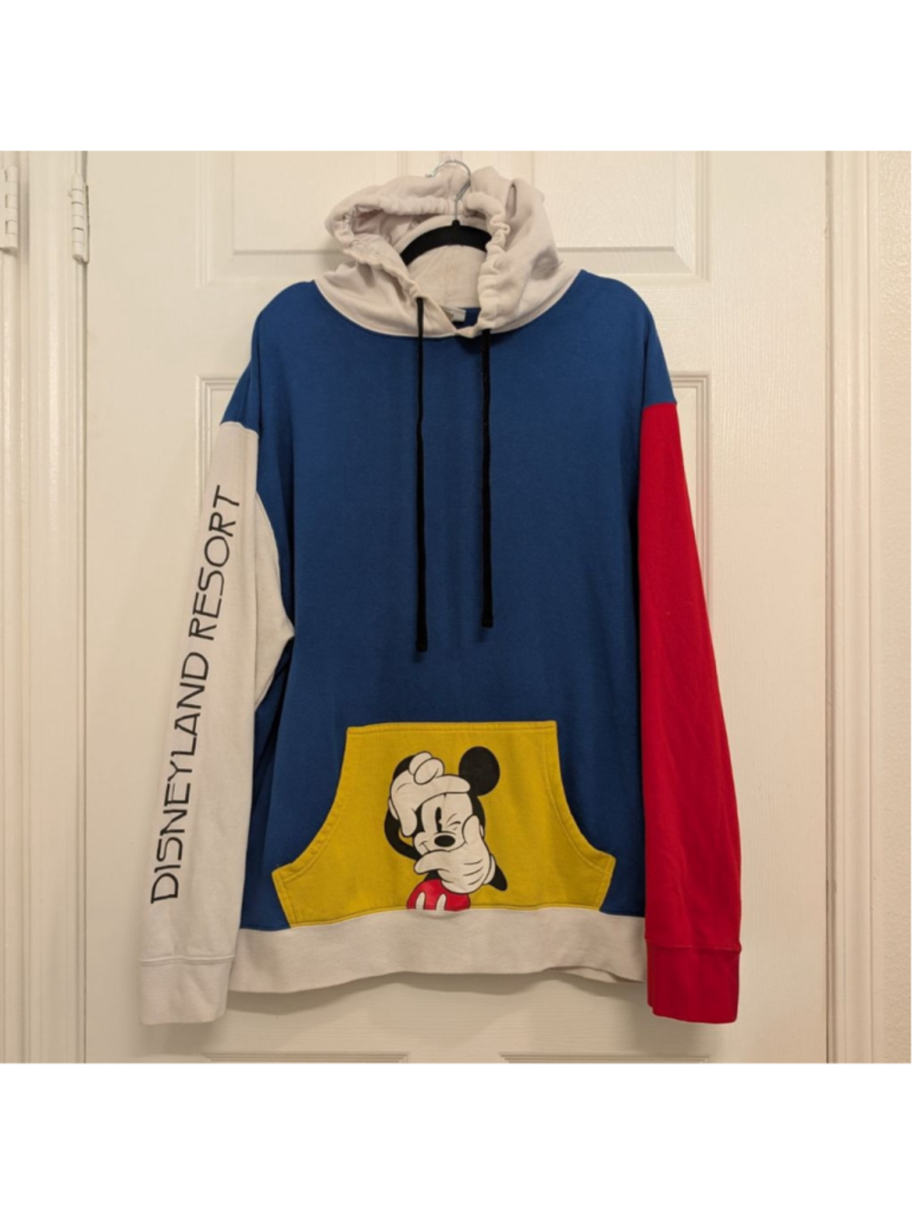 Disney Parks Blue Red White Mickey Mouse Hoodie XXL 90s Y2K hip hop style